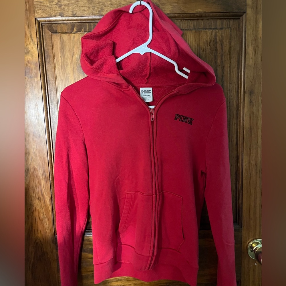 red victoria's secret PINK zipup hoodie